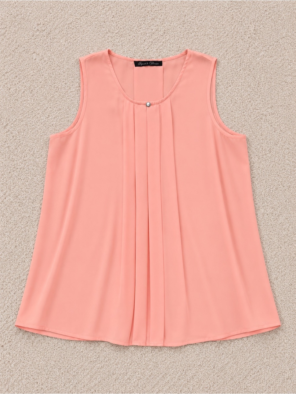 Rose & Olive Coral Peach Pleated Sleeveless Camisole